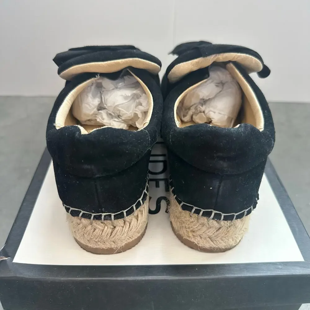 J/Slide Reese Black Suede Ruffle Espadrilles Size 8.5